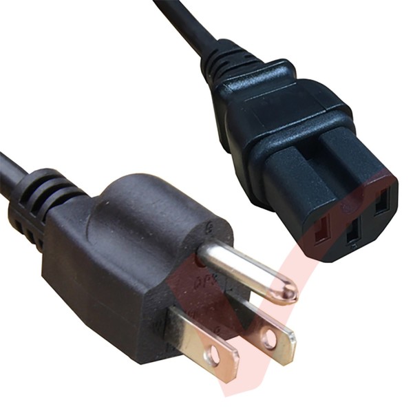 2.0 Metre Black - USA Plug 3 Pin to IEC C15 HOT Connector 18AWG Power Cable