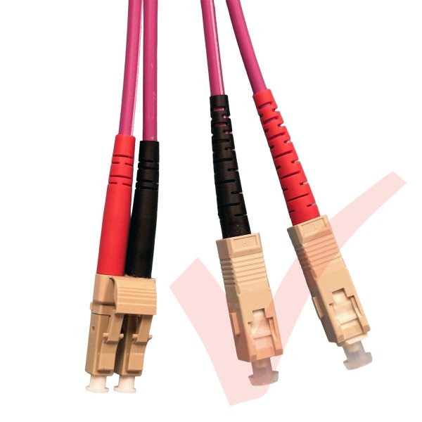 LC to SC Fibre Patch Cables OM4 Multimode Duplex Violet