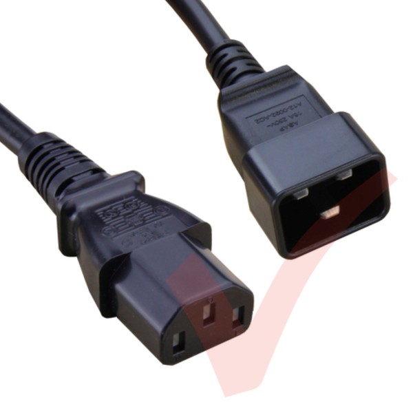 C13 to C20 High Grade H05VV-F 16A Power Cables Black