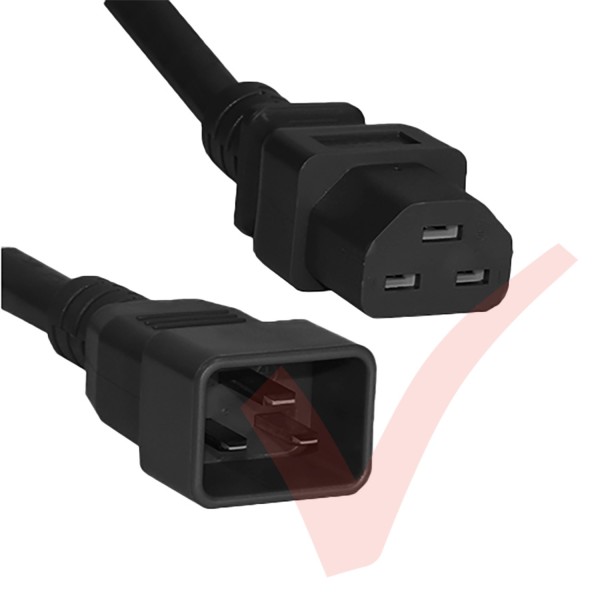 C20 to C21 High Grade SJT 16A Power Cables Black
