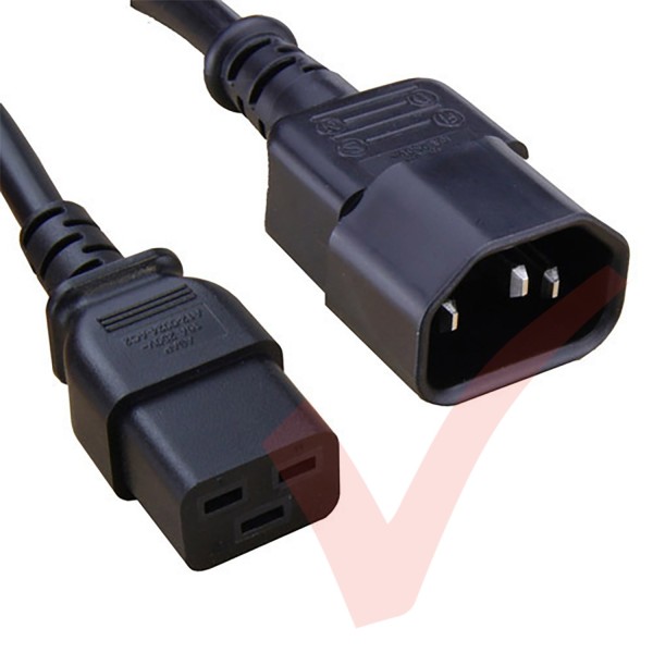 C14 to C19 High Grade H05VV-F 16A Power Cables Black