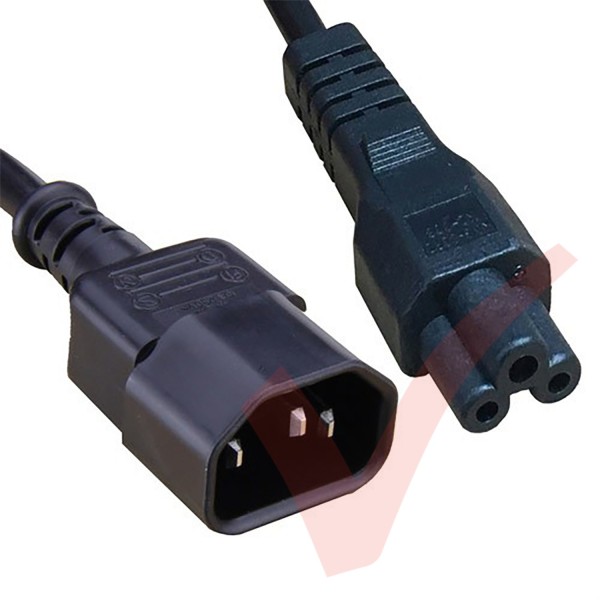 C5 Clover Leaf  to C14 High Grade H05VV-F Power Cable Black