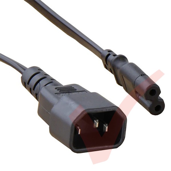 C7 Figure of 8 to C14 High Grade H05VV-F Power Cable Black