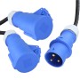 1.0 Metre Black - 32Amp Splitter IEC309 Commando Male Plug to 2x Commando Female Sockets Splitter Power Cable