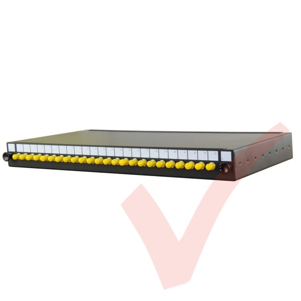 ST Singlemode Fibre Sliding Patch Panel With 24 Duplex Adaptors