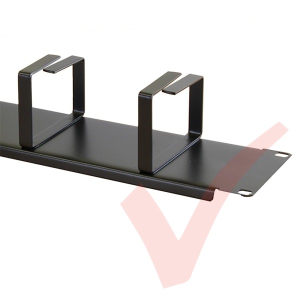Black 2U 4 Ring Cable Tidy (66mm Rings) Cable Management