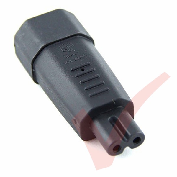 IEC Male C14 to Figure of 8 C7 Female Power Adaptor