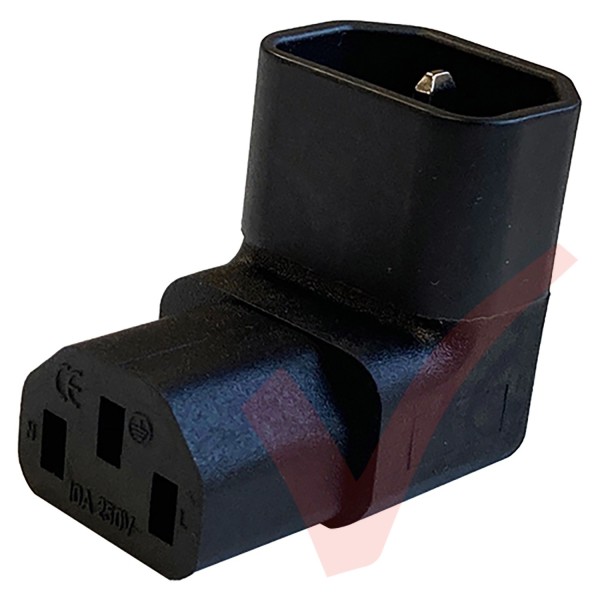 IEC Right Angled C14 Male (Up) to C13 Female Power Adaptor