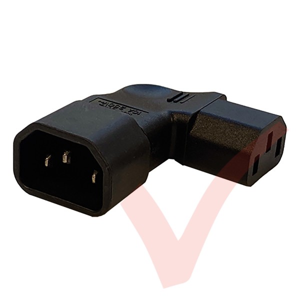IEC Right Angled C14 Male to C13 Female Power Adaptor