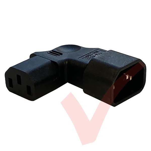 IEC Left Angled C14 Male to C13 Female Power Adaptor