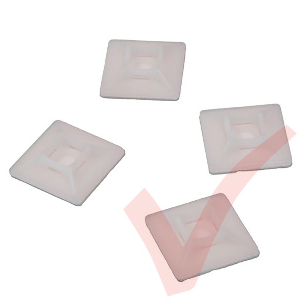 Neutral Adhesive Cable Tie Base - 100 Pack