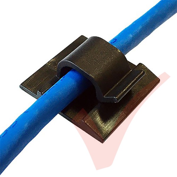 8mm Self Adhesive Cable Clips Black 100 Pack - Patchsave Solutions
