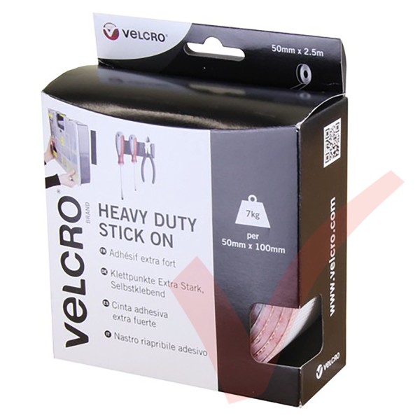 Velcro Heavy Duty Stick On Tape 50mm x 2.5mtr White