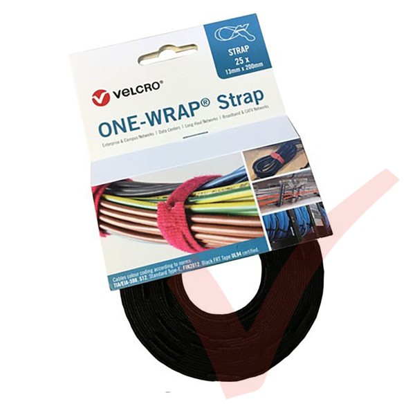 Velcro Brand One-Wrap Strap Black 25pcs Roll