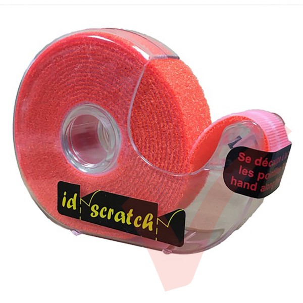 2.5 Metre Fluo Orange 3P ID Scratch Reel Hook & Loop in Dispenser - IDS-FO-BOX-2.5