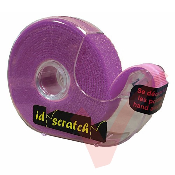 2.5 Metre Violet Red 3P ID Scratch Reel Hook & Loop in Dispenser - IDS-VR-BOX-2.5