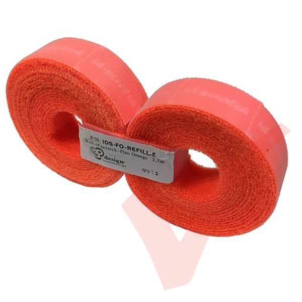 5.0 Metre Fluo Orange 3P ID Scratch Refill 2x 2.5m Hook & Loop - IDS-FO-REFILL-5