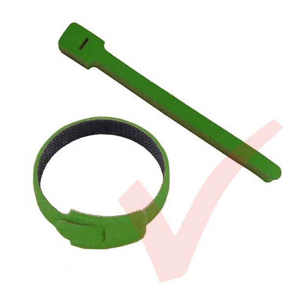 Green Hook & Loop Velcro Cable Ties 20 Pack