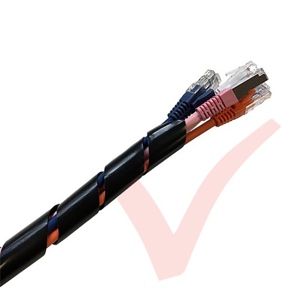 15mm - 80mm Spiral Wrap 10 Metre Black