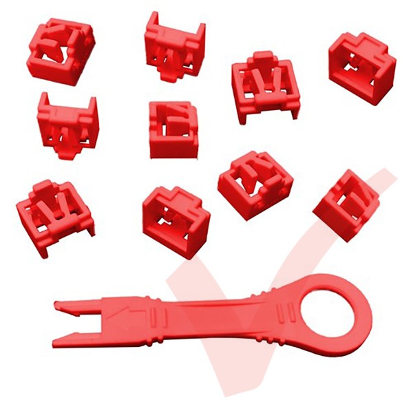 RJ45 Lockdown Jack Blockout Device 10 Pack in Red with Key - RJ45JLP-10X