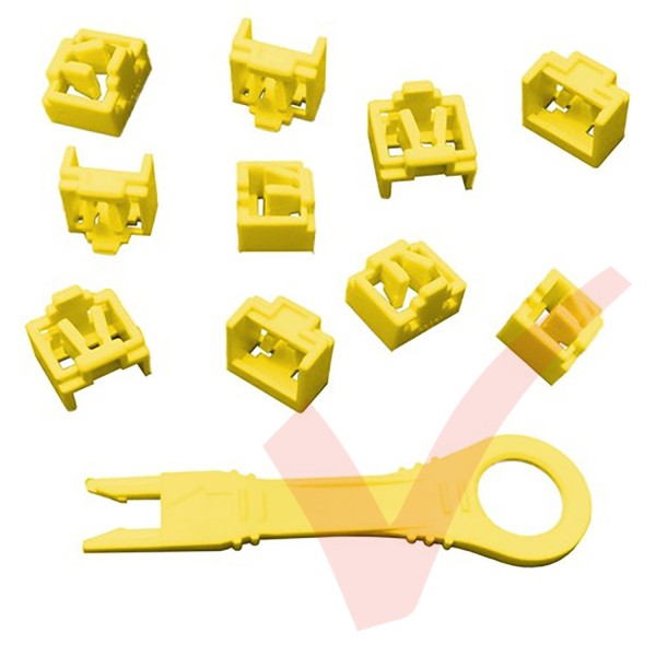 RJ45 Lockdown Jack Blockout Device 10 Pack in Yellow with Key - RJ45JLP-10X