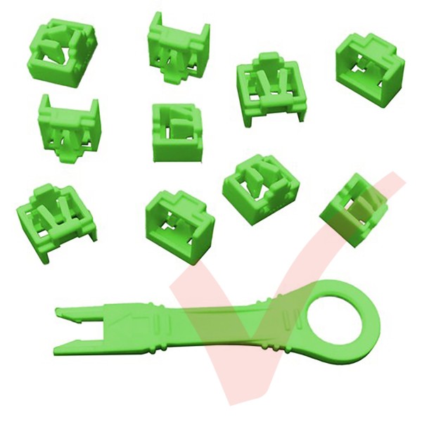 RJ45 Lockdown Jack Blockout Device 10 Pack in Green with Key - RJ45JLP-10X