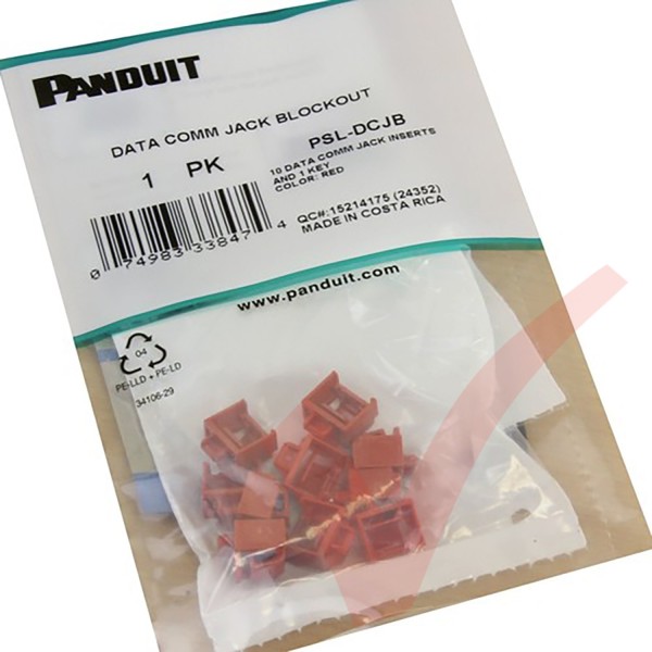 Panduit 10x RJ45 Blockout Data Comm Jack & Removal Tool Red 
