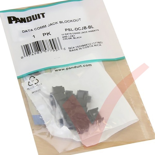 Panduit RJ45 Blockout Data Comm Jacks & Removal Tool Black 