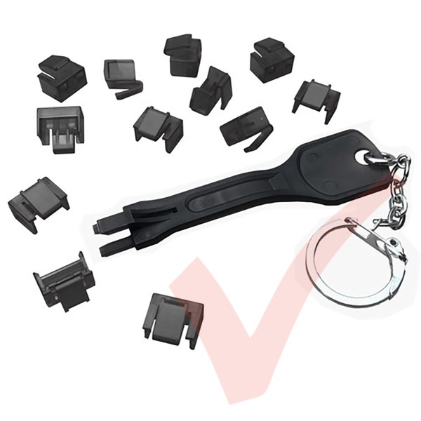 25 Pack RJ45 Port Blocker (Black) with Universal Removal Key