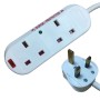 White - 2 Way Socket Gang Block Surge and Spike Protected Extension Lead