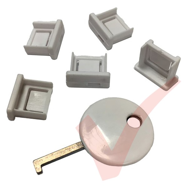 USB Lockdown - Blockout Device 5 pack (White) with Key
