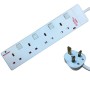 White - 4 Way Individually Switched and Surge Protected Extension Lead