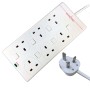 White - 6 Way Individually Switched and Surge Protected Extension Lead