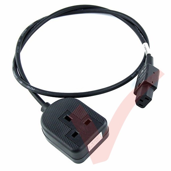 1.0 Metre Black - C13 Female Connector to UK 10Amp Rated Socket LZSH Power Cable