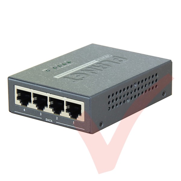 Planet 4-Port IEEE 802.3at High Power over Ethernet Injector Hub - HPOE-460