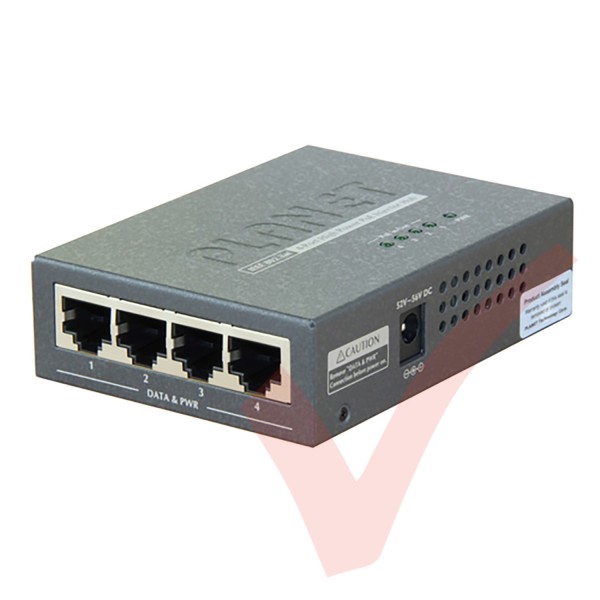Planet 4-Port IEEE 802.3at High Power over Ethernet Injector Hub - HPOE-460