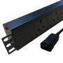 Horizontal UK Socket to C14 Plug with 3 Metre Trailing Cable 1.5U Rack PDU
