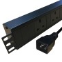 Horizontal UK Socket to C20 Plug with 3 Metre Trailing Cable 1.5U Rack PDU