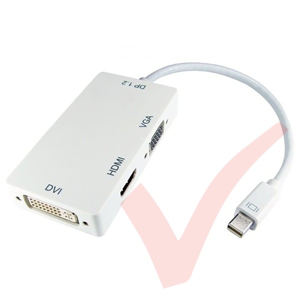 White - Mini Display Port to HDMI, DVI, VGA Adapter