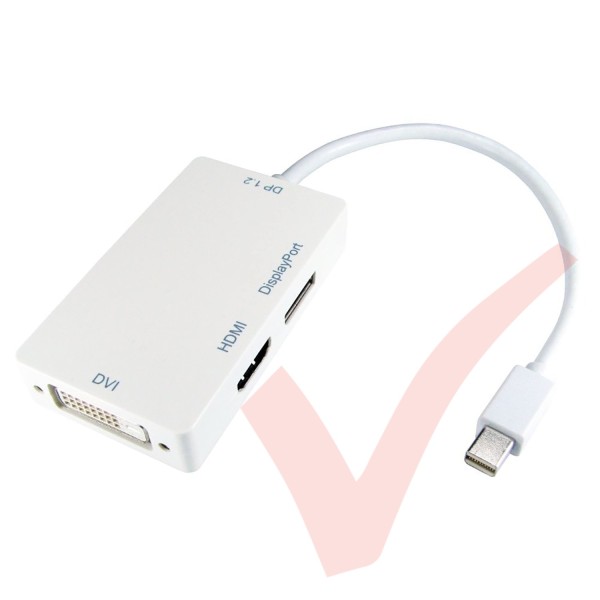 White - Mini Display Port to HDMI, DVI, Display Port Adapter