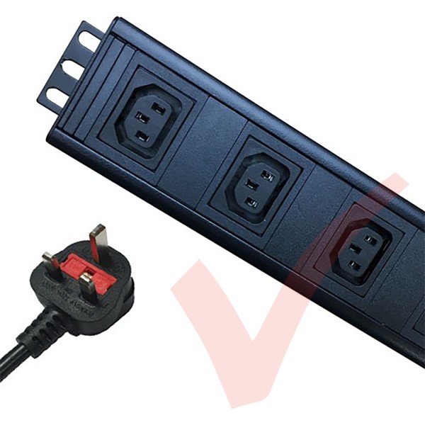 Vertical C13 Socket to UK Plug with 3 Metre Trailing Cable Rack PDU