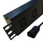 Horizontal C13 Socket to C14 Plug with 3 Metre Trailing Cable 1.5U Rack PDU