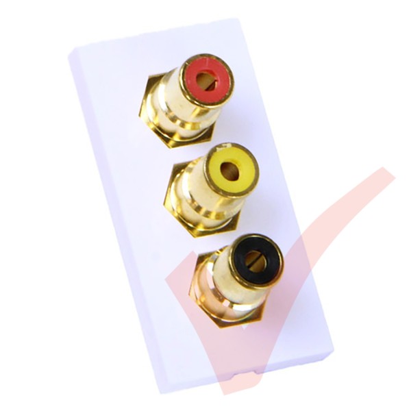 3x RCA Moduler Coupler, Red, Yellow & Black