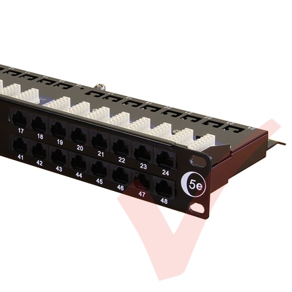 48 Port Cat5e Patch Panel 1U UTP Angled Easy Punch