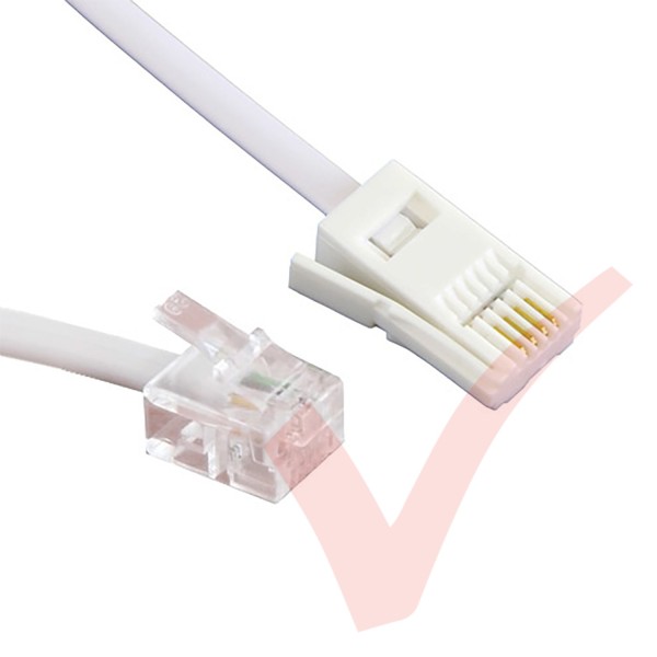 White BT - RJ11 4 Wire Cross Over Cable
