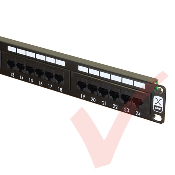 Excel 24 Port Cat5e Patch Panel 1U UTP Punch Down - Black