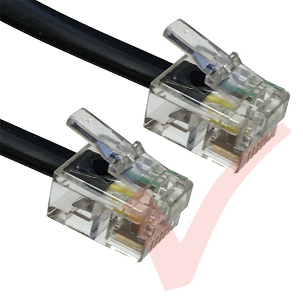 Black RJ11 - RJ11 ADSL Modem Cable 6P4C