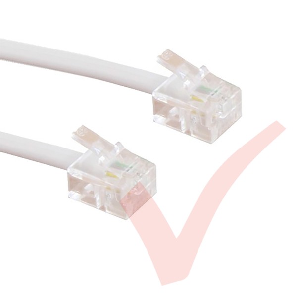 White RJ11 - RJ11 ADSL Modem Cable 6P4C