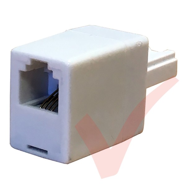 BT Male Plug - RJ11 Female 4 Wire Straight Through Socket Phone Adapter White