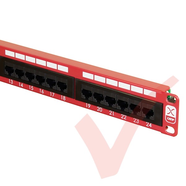Excel 24 Port Cat5e Patch Panel 1U UTP Punch Down - Red